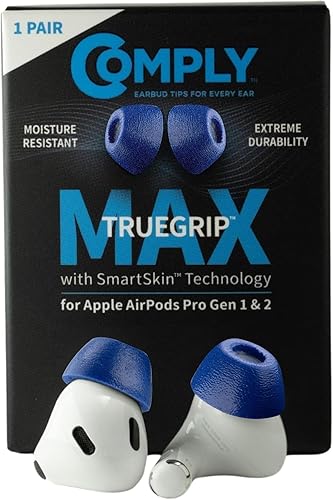 Miniatura 25 de Comply TrueGrip MAX | Almohadillas de espuma viscoelástica de recambio premium para Apple AirPods Pro 1 y 2 | Comodidad duradera, extrema TrueGrip