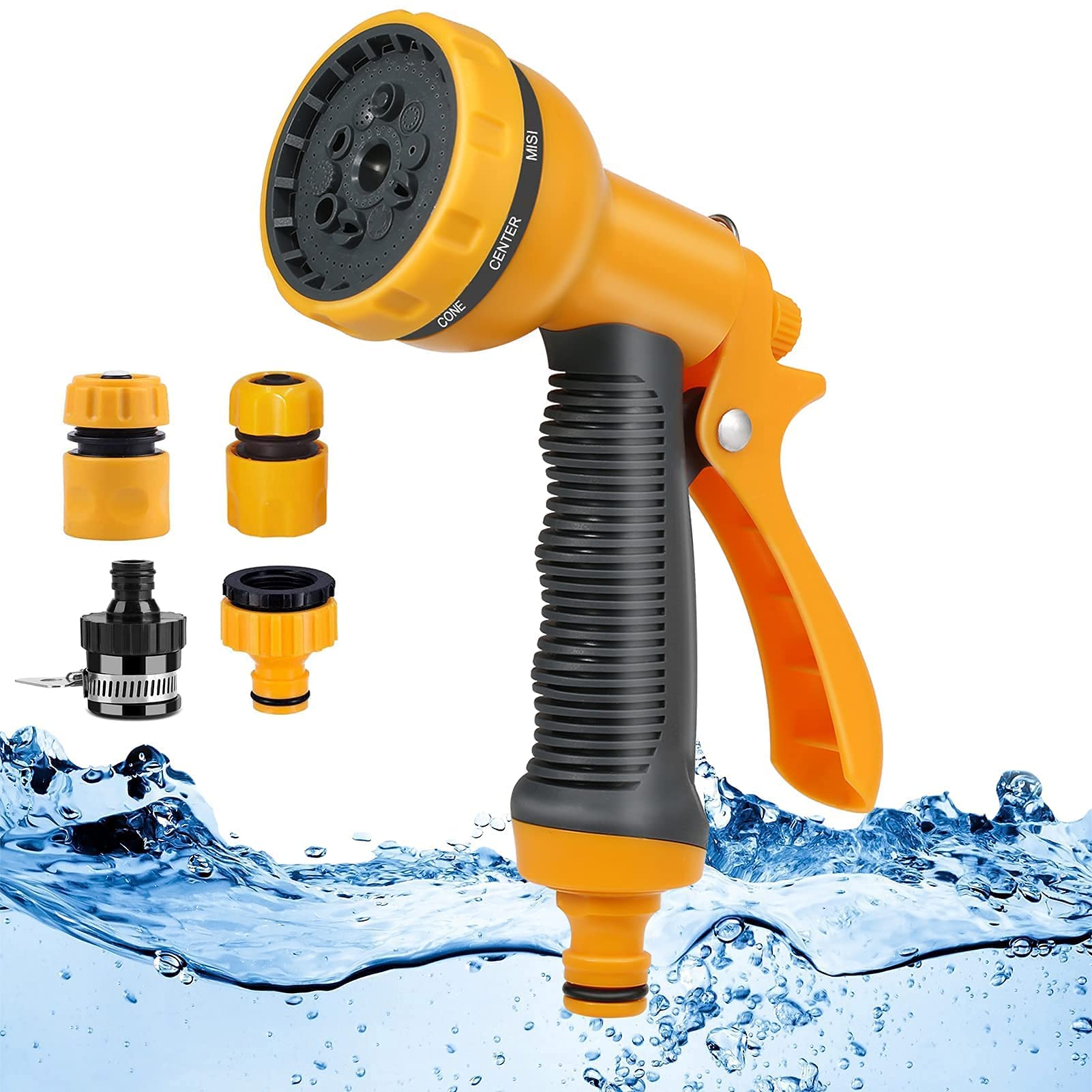 Ugello per tubo da giardino con 10 modelli regolabili, pistola a spruzzo multiuso per irrigazione, pulizia e lavaggio auto