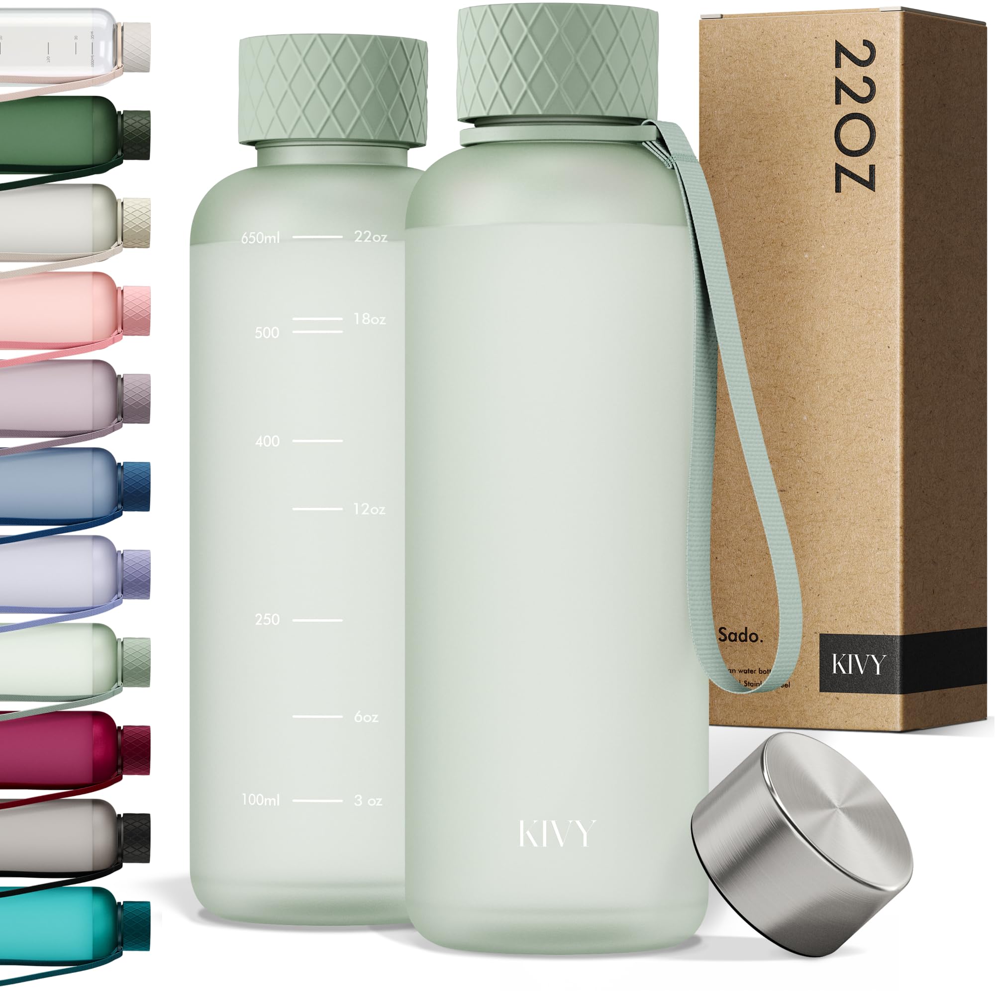 KIVY Borraccia da 650 ml, senza BPA, a prova di perdite e lavabile in lavastoviglie, per bambini e adulti, bottiglia d'acqua piccola, borraccia in Tritan adatta per anidride carbonica