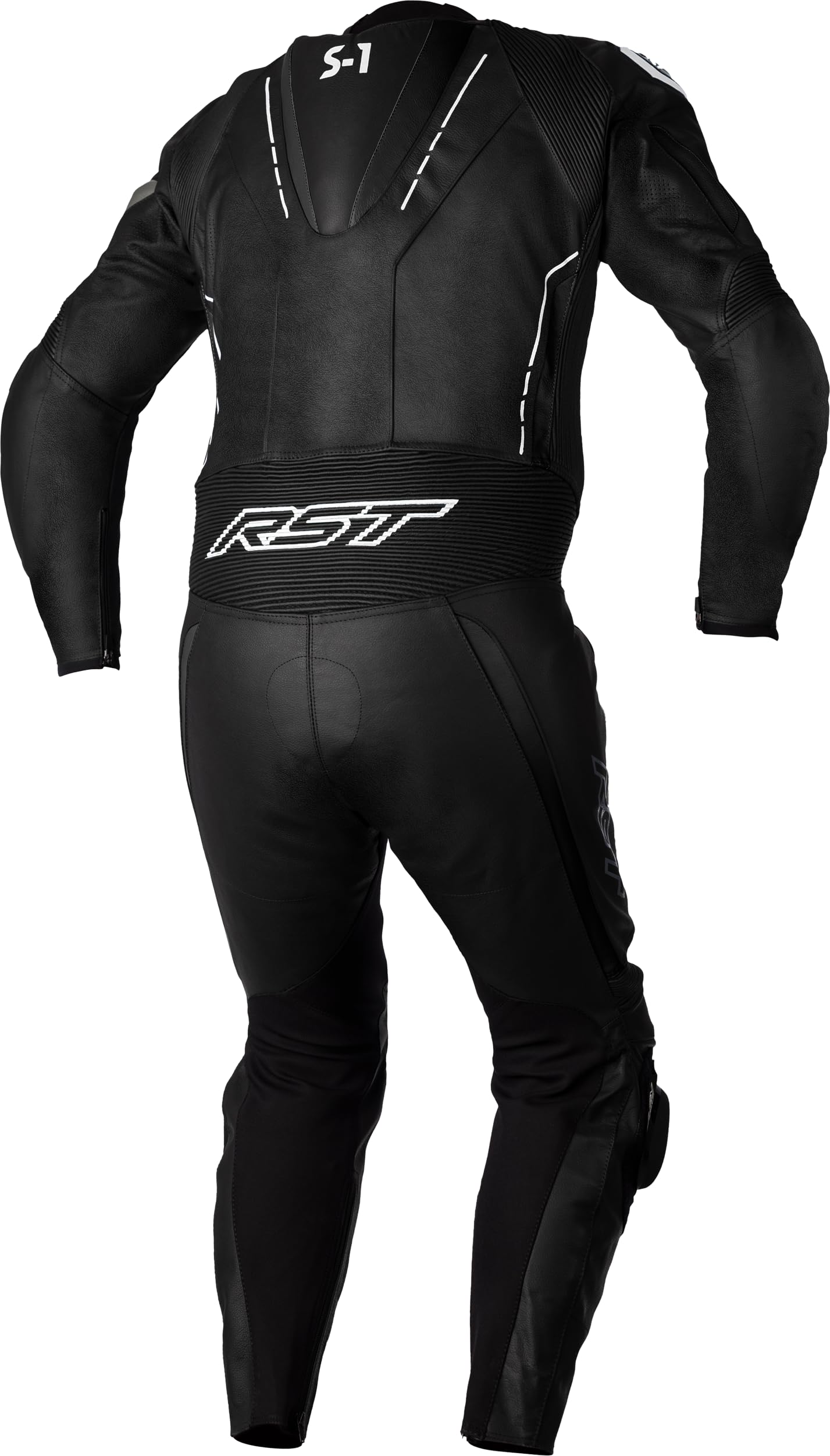 RST S-1 CE Leather Suit (Black/Black/White, 2X-Large)