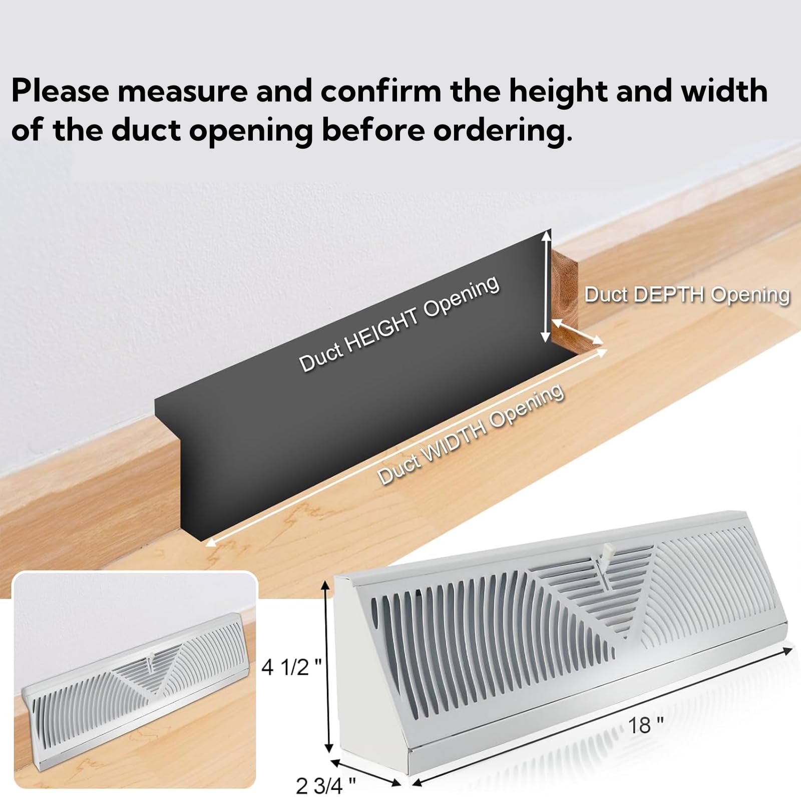 Snapklik.com : Tonchean 4 Pcs 18 Inch Baseboard Register