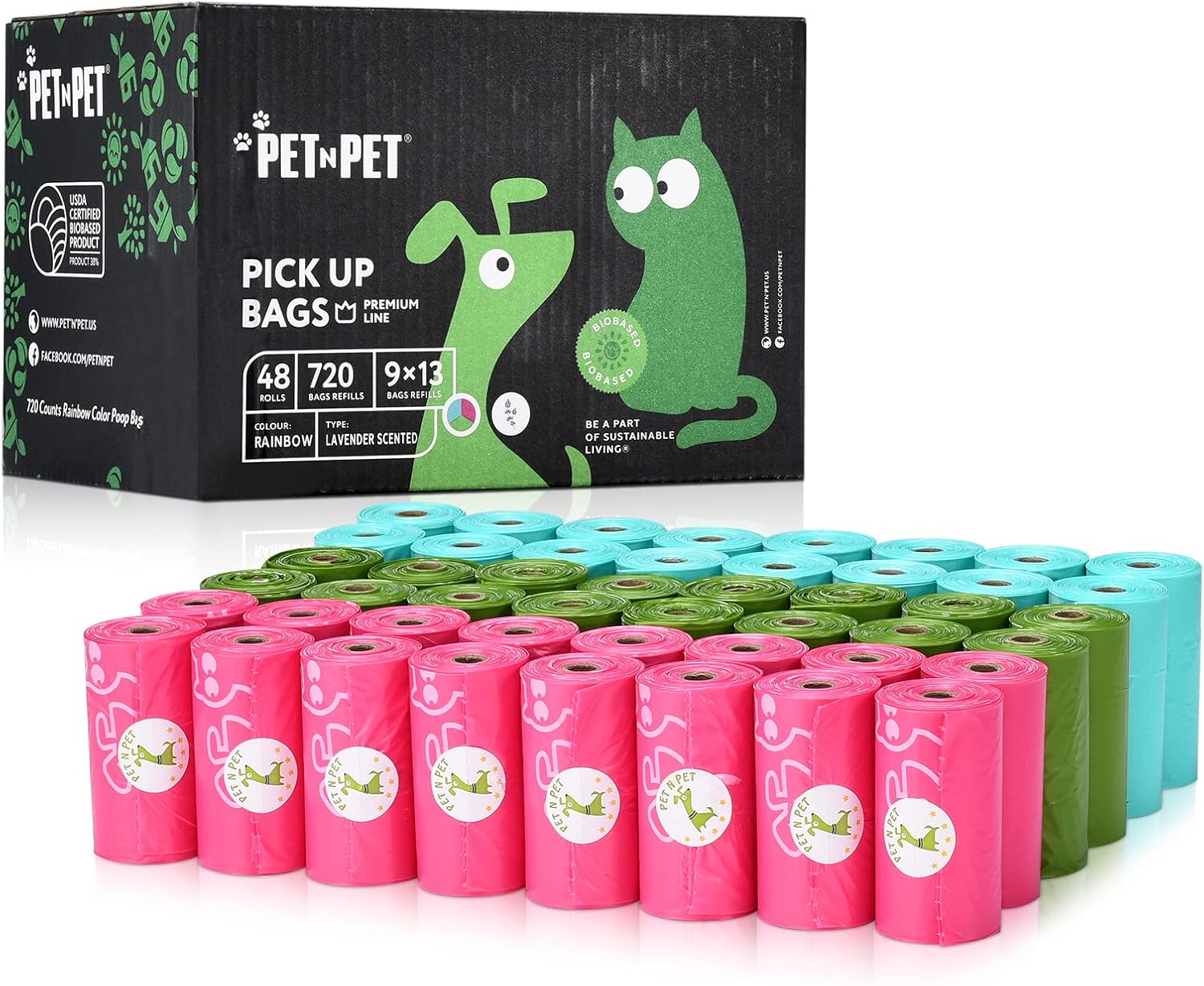 PET N PET Dog Poop Bags 720 Counts Lavender Scented/Unscented Poop Bags, Extra Thick and Strong