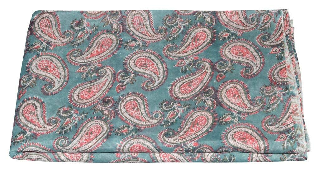Traditional JaipurPrinted Cotton Fabric, by The Yard, Indian Printed Cushion Cover Fabric Cloth for Summer Dress, Sofa Cover, Scarf, (2.5 Yards)