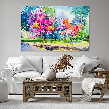 Cuadros Decoracion Salon Lavanda Montañas Campo Lienzos Decorativos 120x50cm Cuadro Sobre Lienzo Moderno Dormitorio Cocina Cuadros Pared Imágenes Wall Art Prints Decor Canvas Grande AB120x50-3816