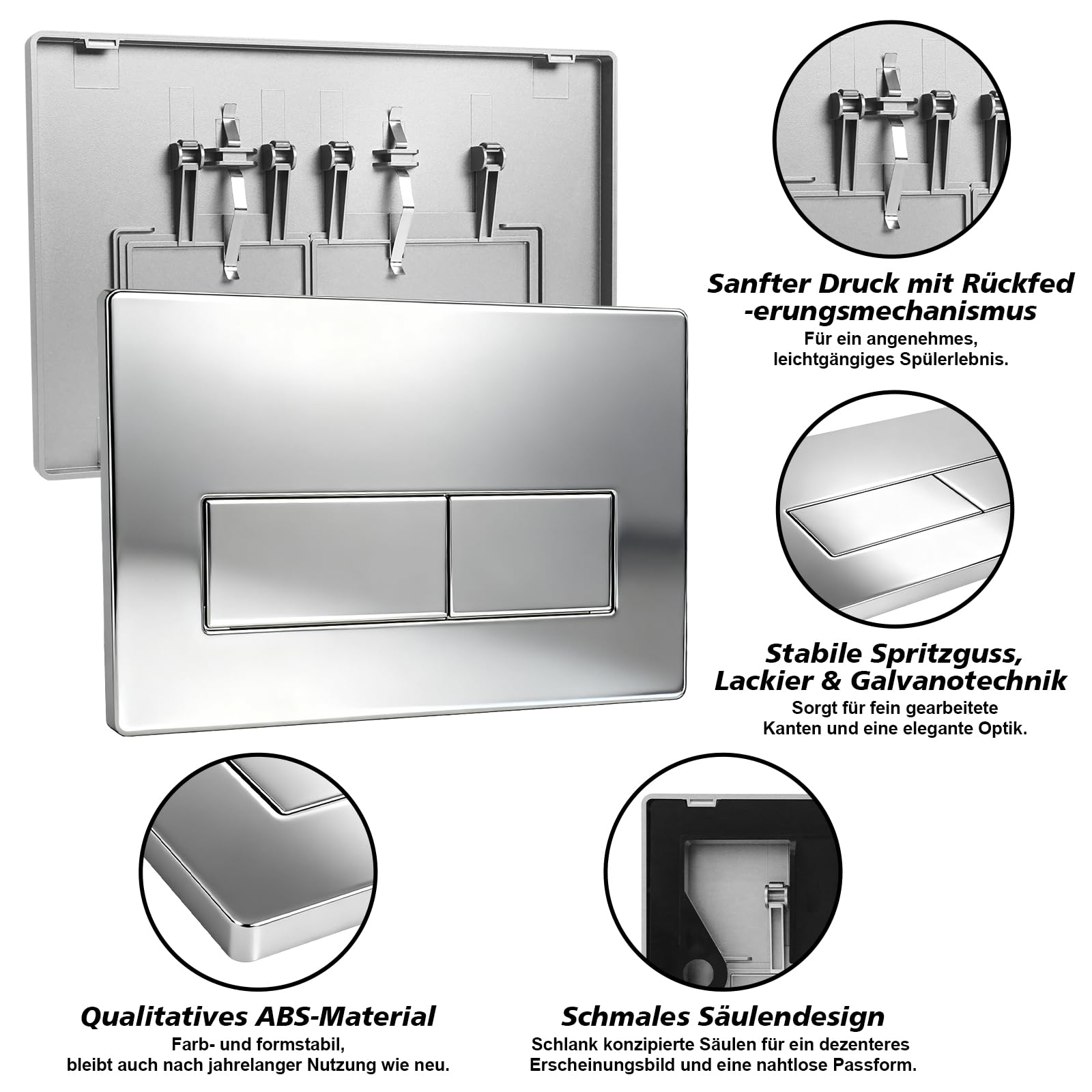 Plaque de commande wc suspendu, plaque de déclenchement wcà double chasse d’eau, compatible avec GEBERIT SIGMA01 UP300/320, 115.770.11.5, (Argent électrolytique)