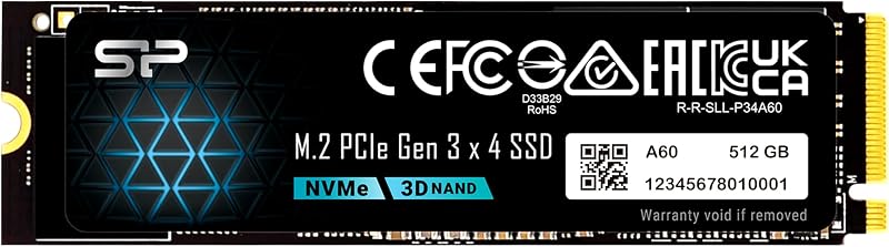 Silicon Power 512GB NVMe M.2 PCIe Gen3x4 2280 SSD (SP512GBP34A60M28)