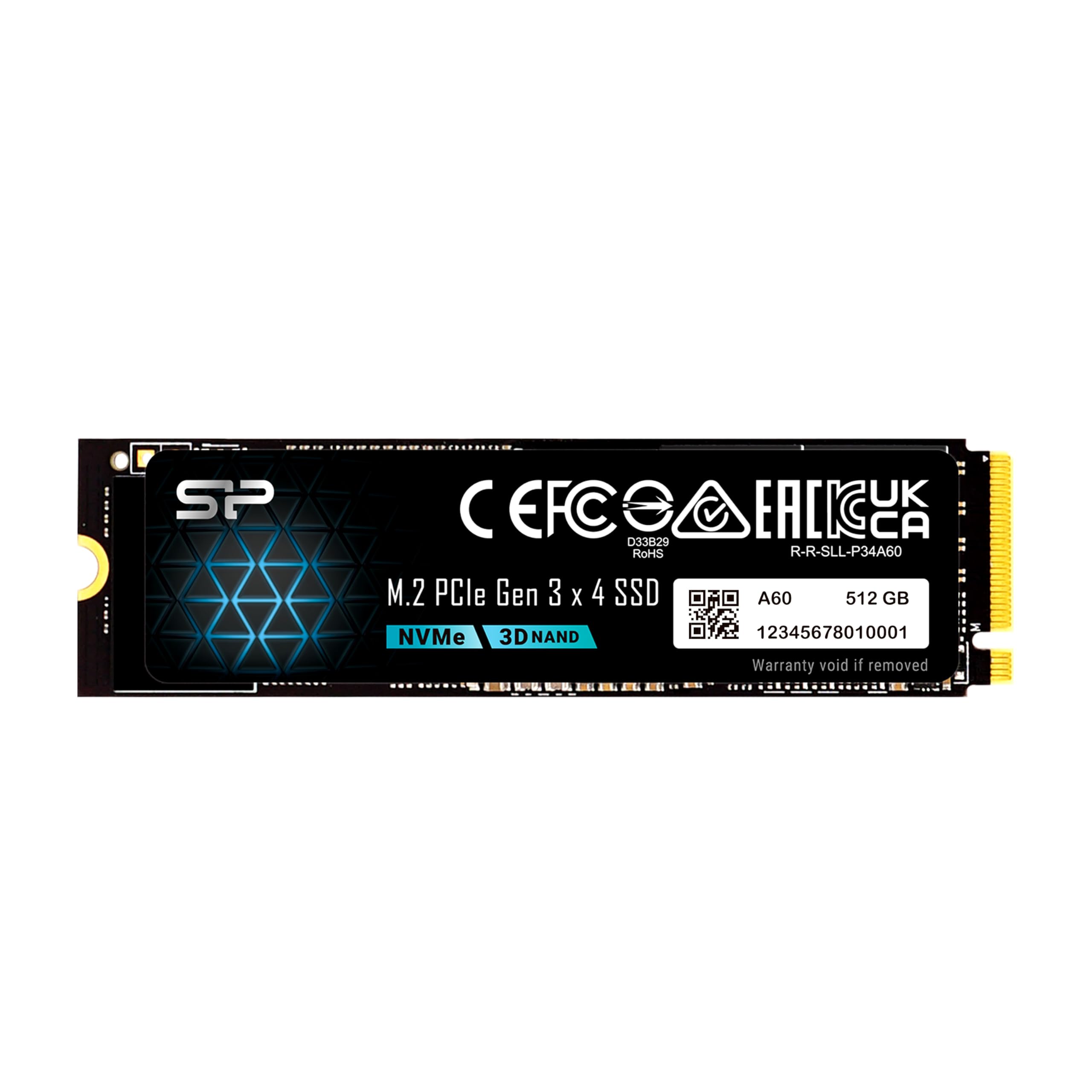 SP Silicon Power P34A60 512GB NVMe PCIe M.2 SSD, 3D TLC NAND with SLC Cache, Up to 2200MB/s, M.2 2280 Internal Solid State Drive for Desktop Laptop PC Computer