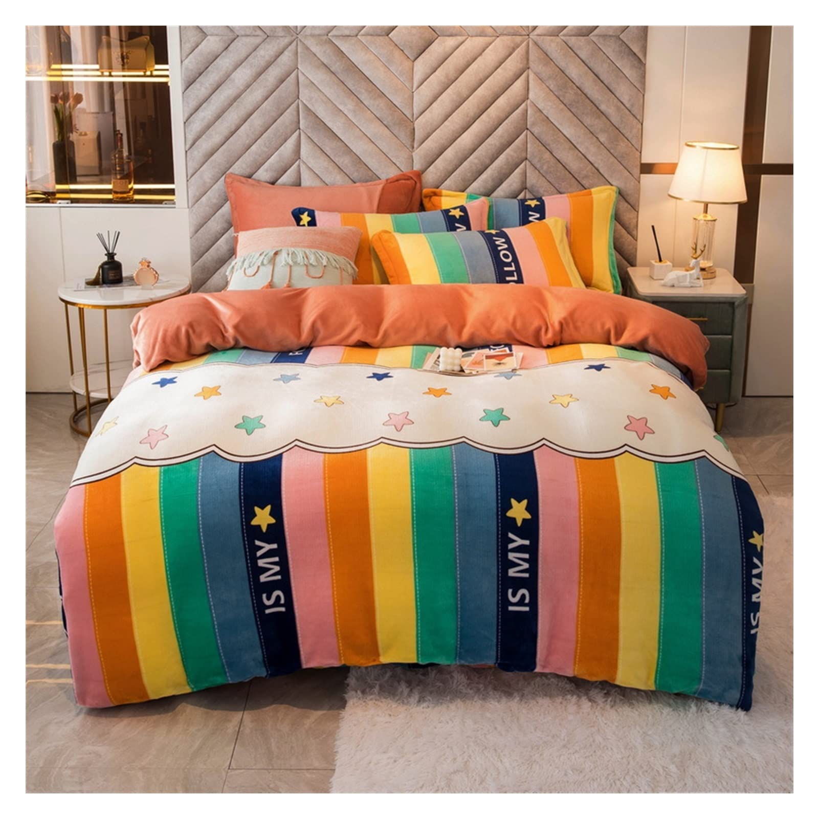 Housse de couette velours de lait épaissi contre le froid nocturne - Ensemble de lit chaud