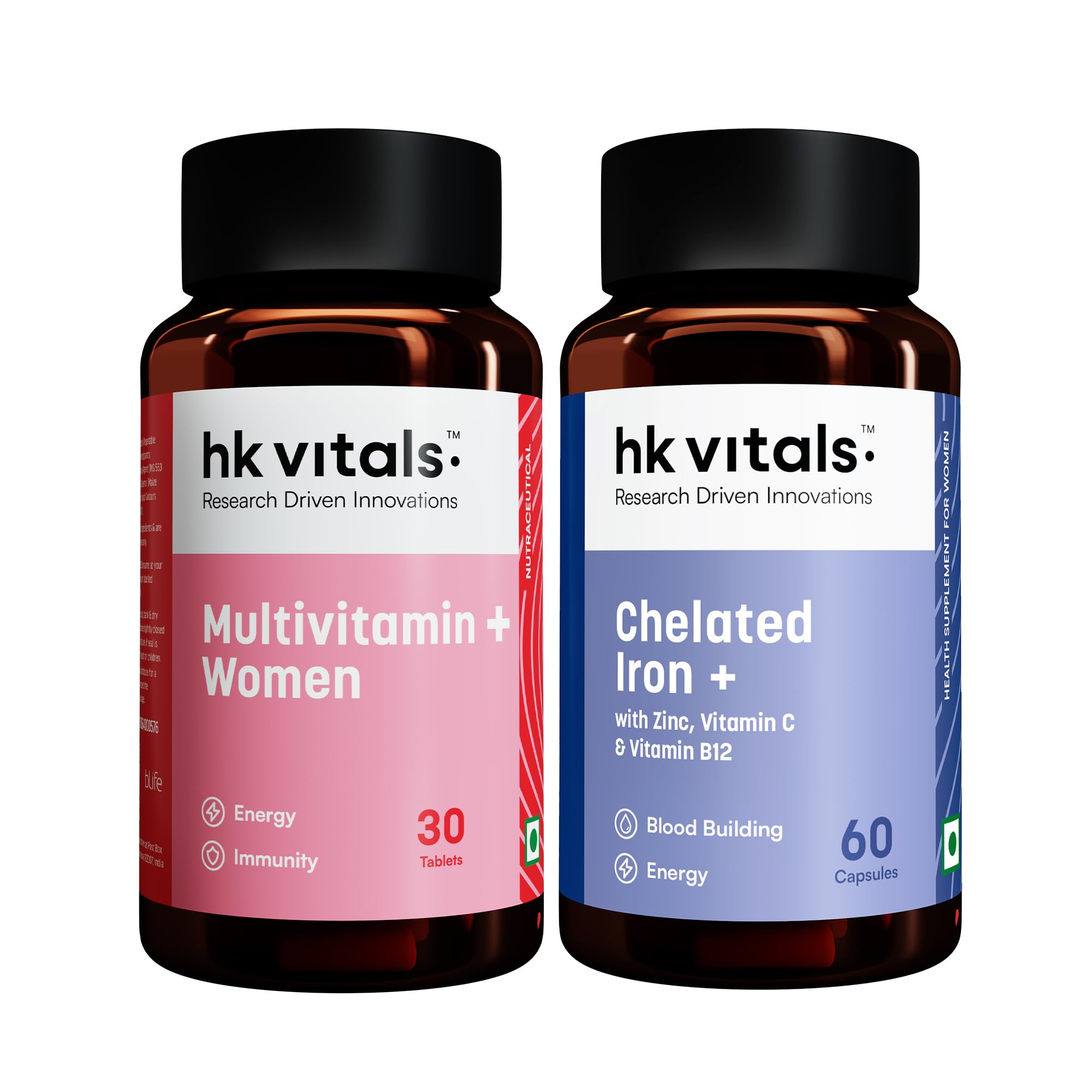 hk vitals Multivitamin Plus Women (30 Tablets) with Chelated Iron + Supplement (60 Capsules) | Daily Multivitamin for Women | For Energy, Joints, Skin & Hair-image-40