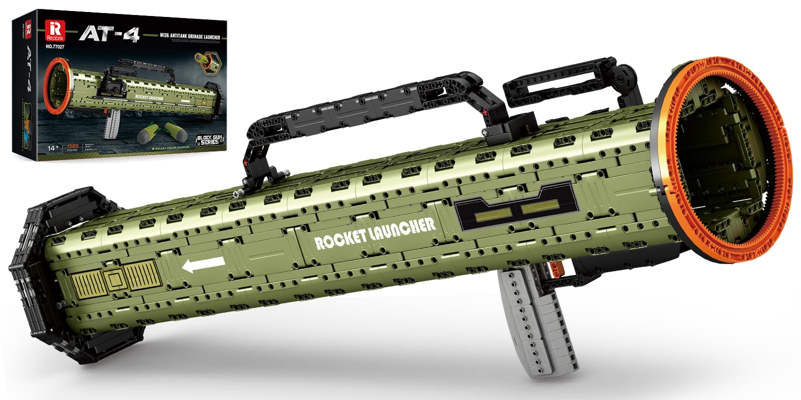 Reobrix AT-4 Rocket Launcher Building Set,Military Block Gun Toy for Adults
