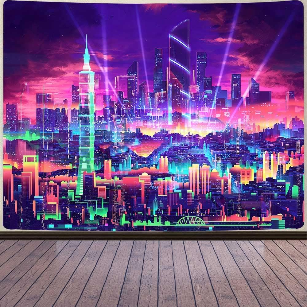Amazon.com: FENDROM Punk City Night View Tapestry Future
