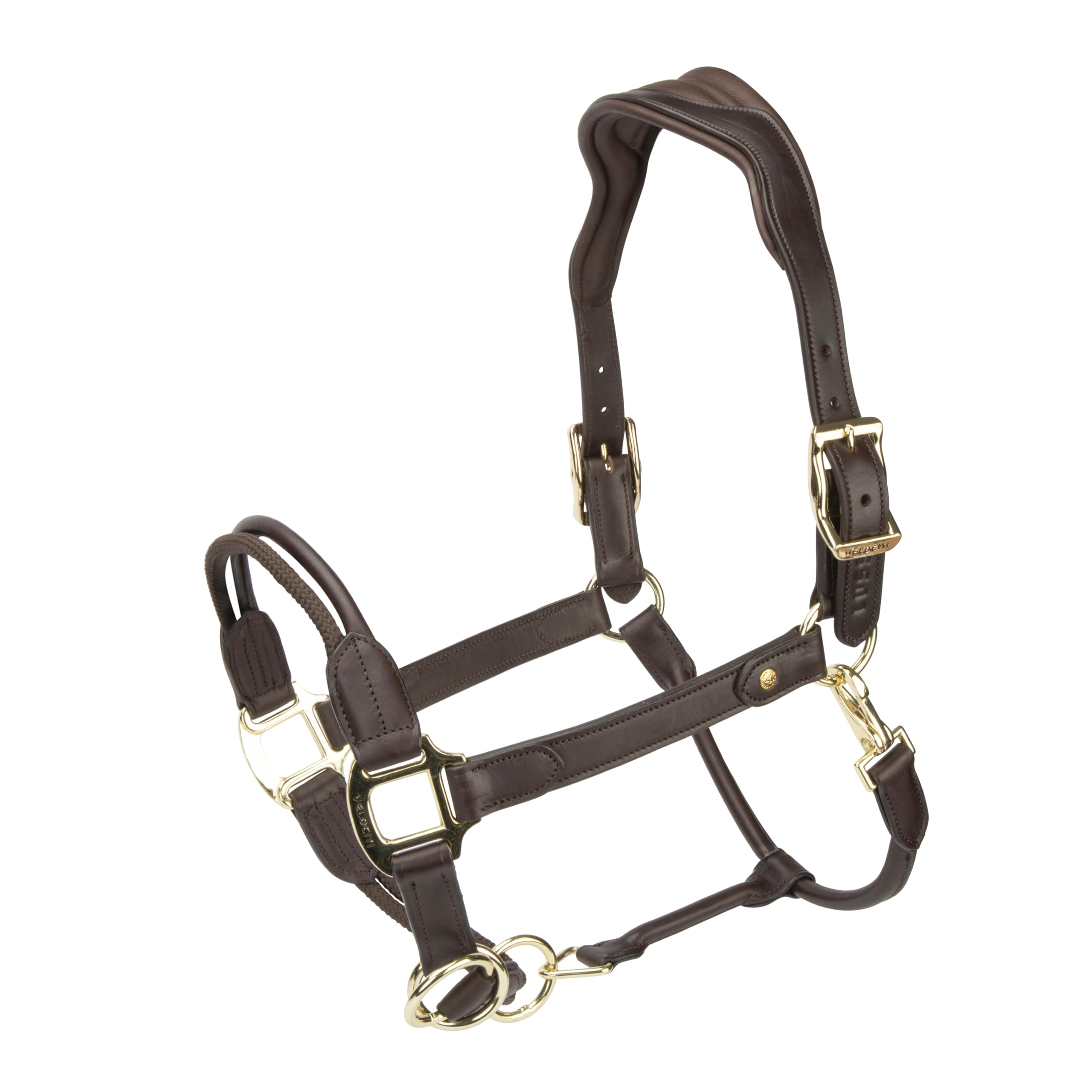 Shires Velociti Lusso Soria Leather Headcollar - Havana Cob