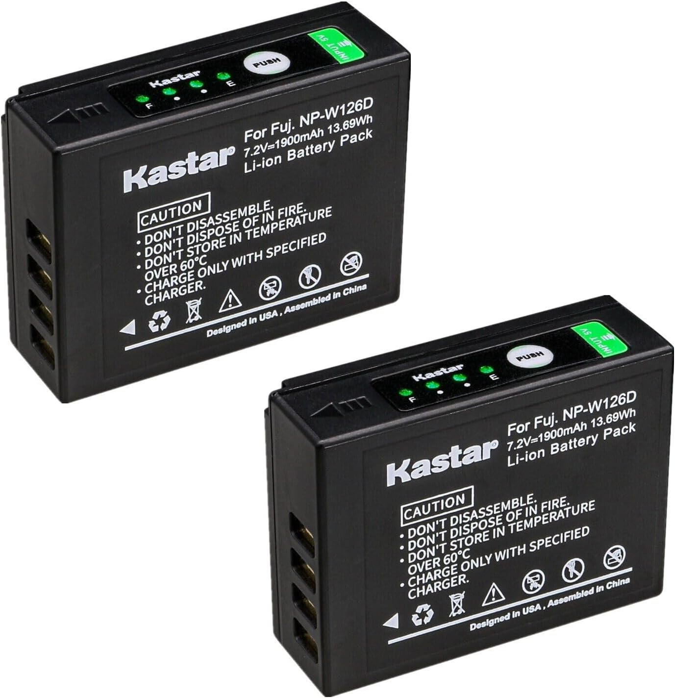 Kastar 2-Pack NP-W126D Battery Replacement for Fujifilm NP-W126 NP-W126s Battery, BC-W126 Charger, Fujifilm HS30EXR HS33EXR HS35EXR HS50EXR, X-PRO1 X-PRO2 X-PRO3, X-A1 X-A2 X-A3 X-A5 X-A7 X-A10 Camera