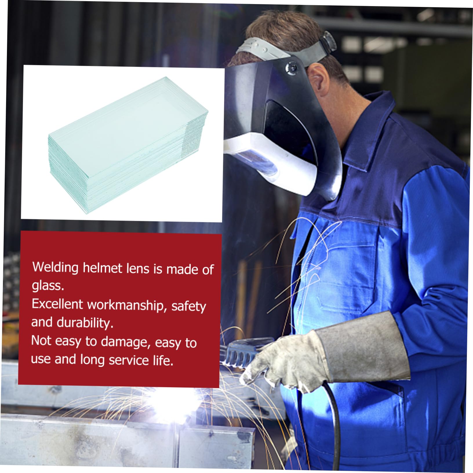 DOITOOL 2 Juegos Lente De Protección De Soldadura Luz Led Lentes De Seguridad Casco De Soldador Faro Led Lente Protectora De Soldadura Lente De Soldadura Transparente Vidrio 20 Piezas * 2