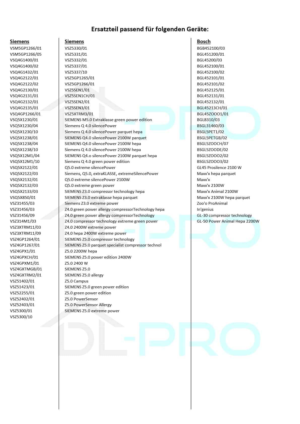 DL-pro Staubsaugerschlauch für Bosch Siemens 572612 00572612 Schlauch mit Geräteanschlussstück für Staubsauger