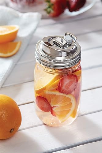 Miniatura 2 de Jarware Tapa para infusión de bebidas y frutas 2 en 1 de acero inoxidable, boca regular, plateado