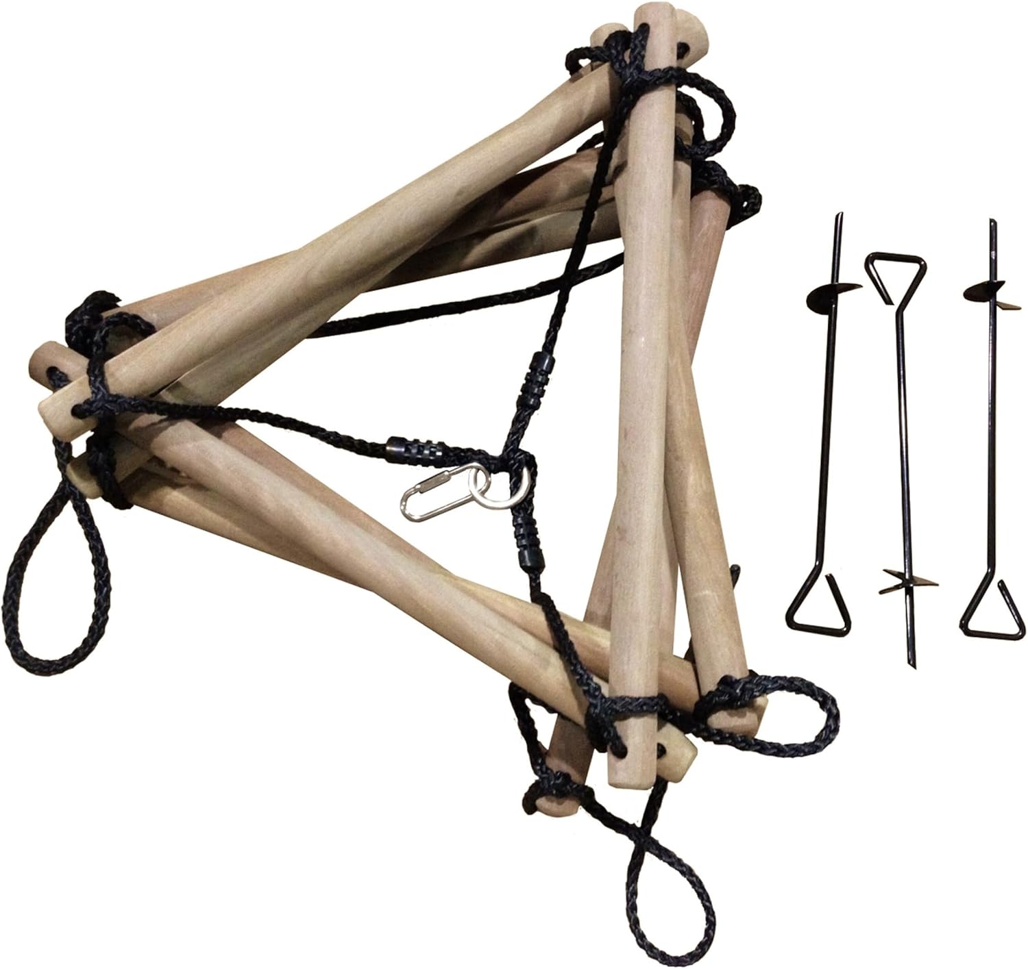 Swing-N-Slide NE 3023 Triangle Rope Ladder Swing Set Climbing Attachment with Ground Anchors, Brown