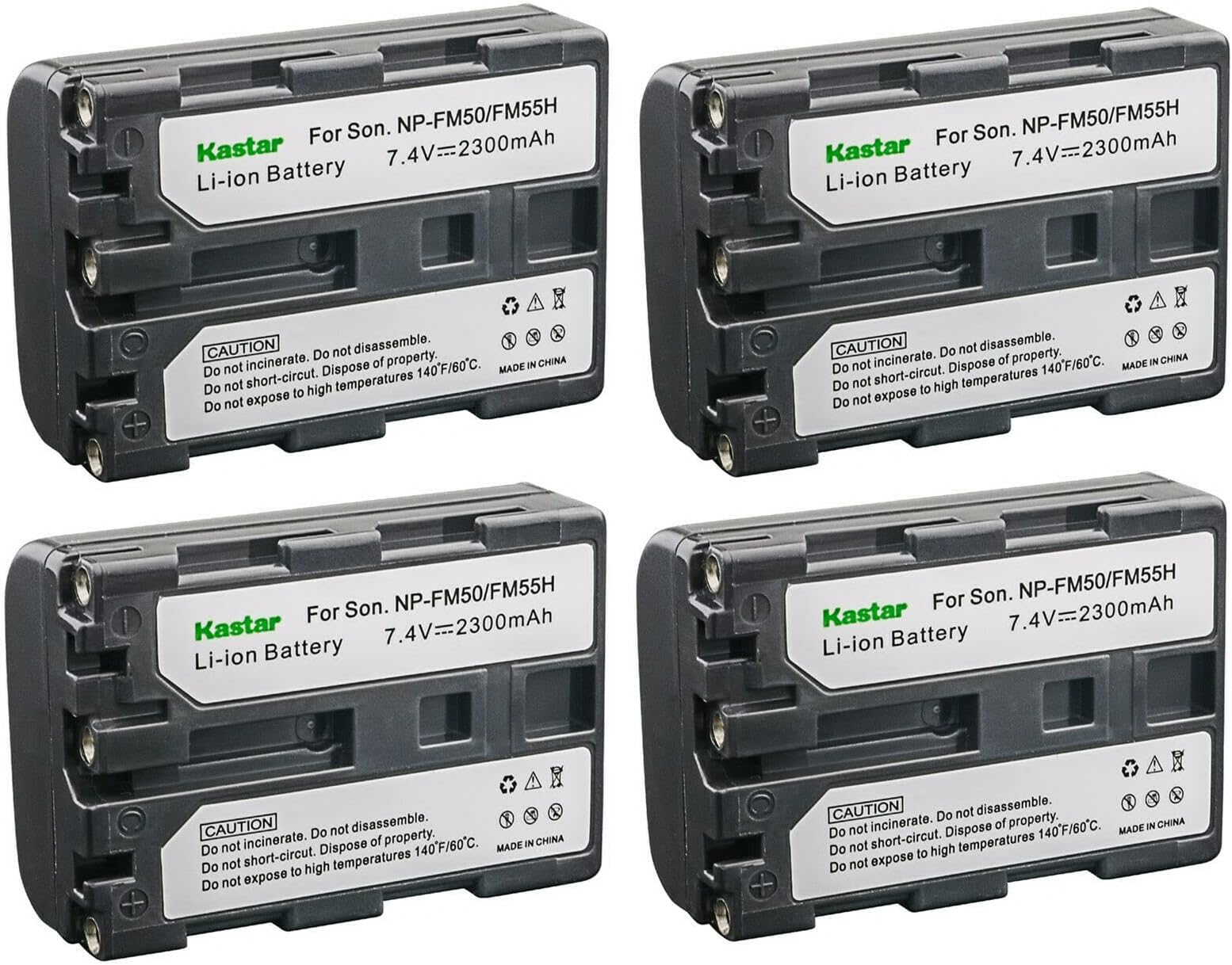 Kastar 4-Pack NP-FM50 / NP-FM55H Battery 7.4V 2300mAh Replacement for Sony DCR-TRV890, DCR-TRV940, DCR-TRV950, HDR-HC1, HDR-SR1, HDR-UX1, MVC-CD200, MVC-CD250, MVC-CD300, MVC-CD350, MVC-CD400 Camera