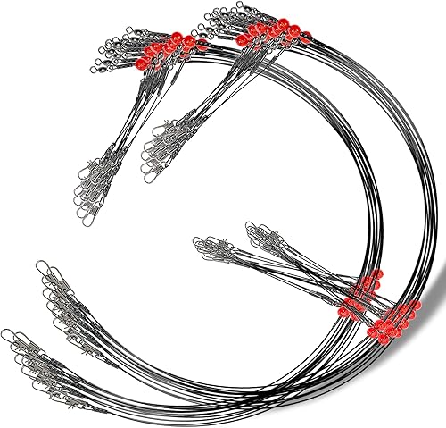 Miniatura 9 de YOTO Líderes de pesca, aparejo de aparejos de acero inoxidable con señuelo de aparejos giratorios a presión, líder de alambre de agua salada, líder