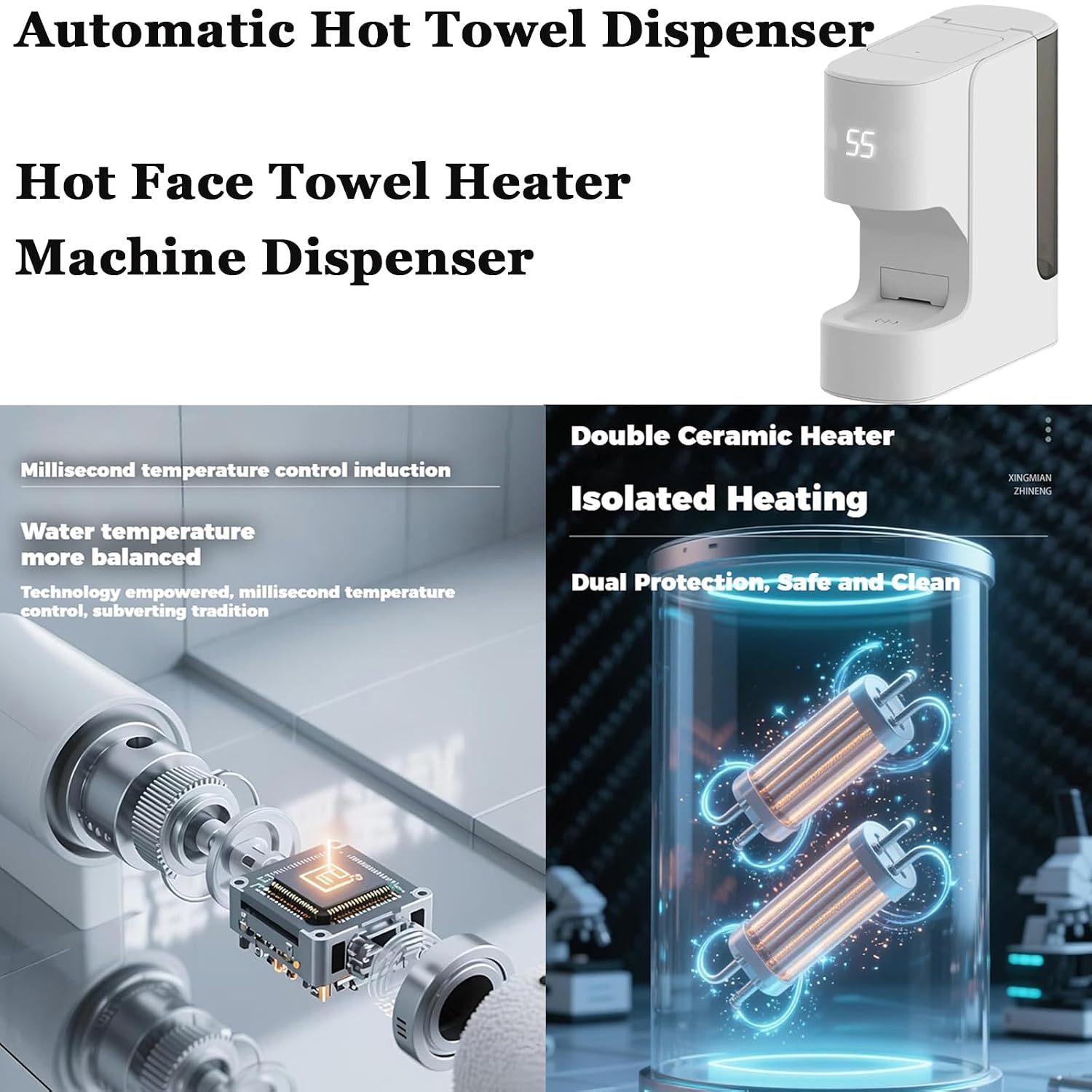 Automatic Hot Towel Dispenser, Hot Face Towel Machine Dispenser, Heats up in 5 Seconds-131°F, Smart Voice Alerts, Automatic Disposable Towel Heater for Facials, Spa, Cleaning (40Towel)
