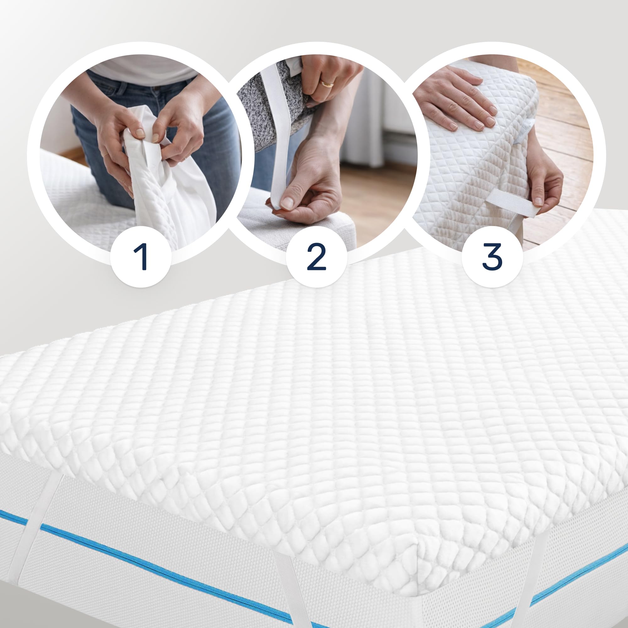 Topper de colchón Dailydream 180x200 cm | Espuma viscoelástica | Altura de 5 cm | H1/2 | Edición Pure, Modelo M | para Camas Box Spring y Camas de Invitados | Antideslizante con Puntos de Agarre