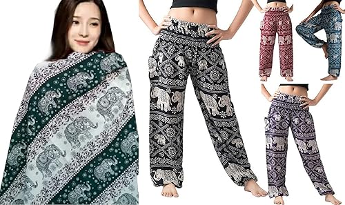 Miniatura 5 de Tela de rayón con estampado animal de elefantes tribales de 44 pulgadas, 2 yardas, elefante de guerra para pantalones, bufandas, ropa y confección