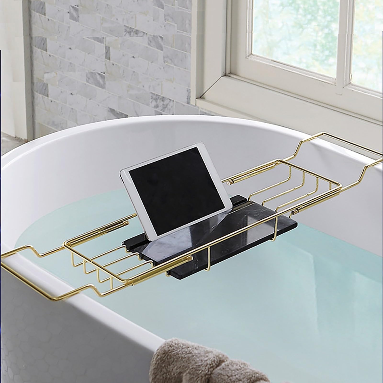 Rozszerzalna taca do wanny, antypoślizgowy pojemnik łazienkowy do spa, Adjuble 68-90 cm, srebrny design, dla kobiet, relaks i akcesoria kąpielowe