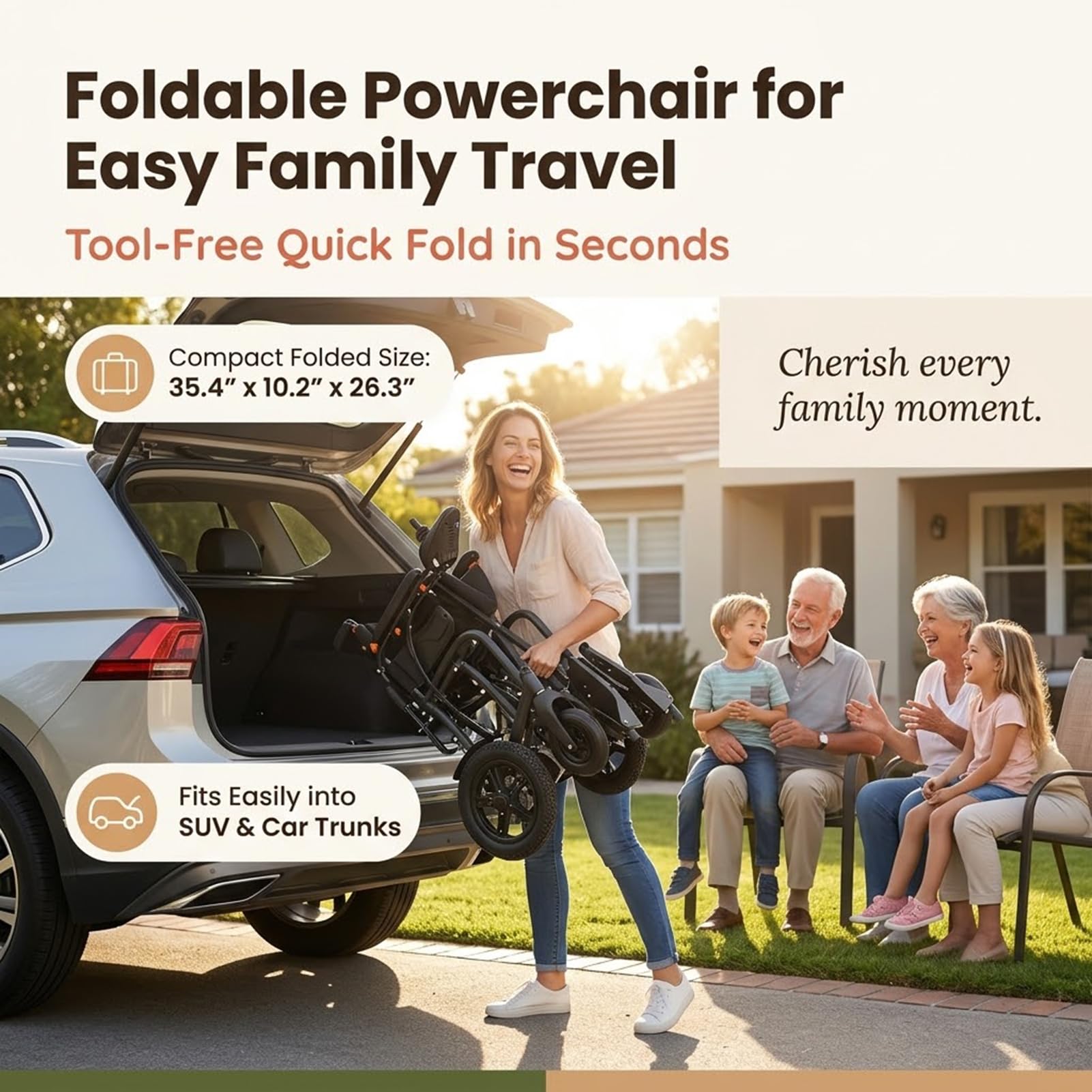 Silla de Ruedas Eléctrica Plegable 500W Doble Motor Autonomía 25km | Doble Motor 500W, Batería Litio, Autonomía 25km, Asiento 46cm, Ruedas Todoterreno, Freno Electromagnético