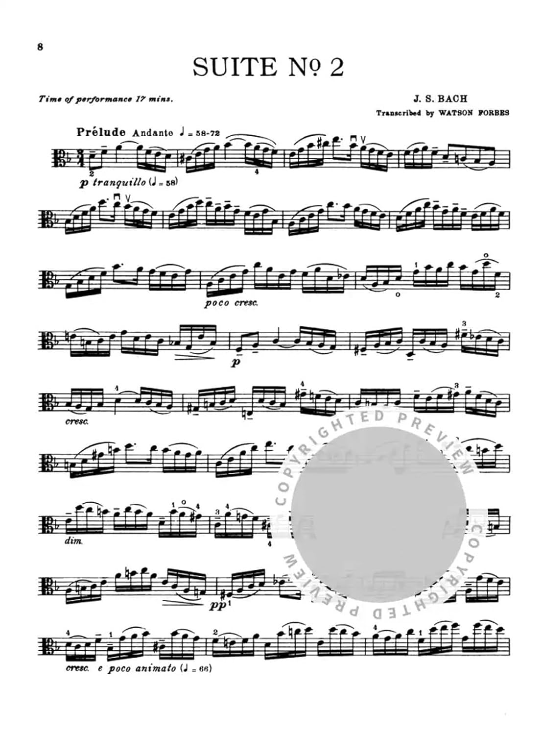 Bach, J.S. - 6 Cello Suites, BWV 1007-1012 - Viola solo - by Watson Forbes - Chester Music      Sheet music