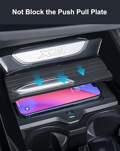 Miniatura 6 de Almohadilla de carga inalámbrica para BMW X3 G01 2023 2018 2019 2020 2021 2022 apta para BMW X4 2019 2020 2021 2022 2023 accesorios de consola