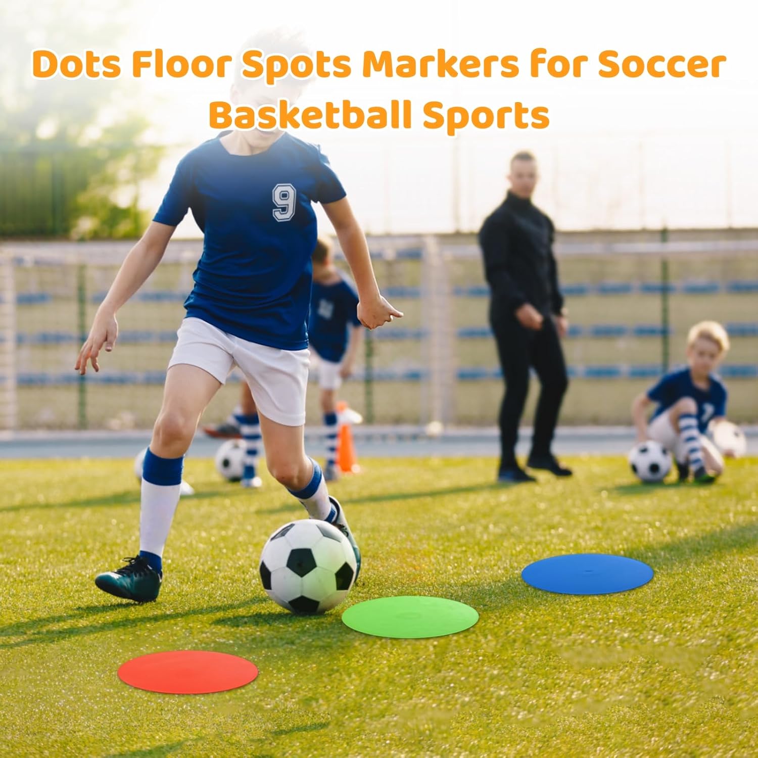 OMISTAR 60 PCS Floor Poly Spot for Gym Floor Classroom, 9-Inch Soccer Practice Round Markers for Gym Floor, Spot Markers Vinyl Dots for Classroom Floor, Ideal for Agility Training and Gym Workouts
