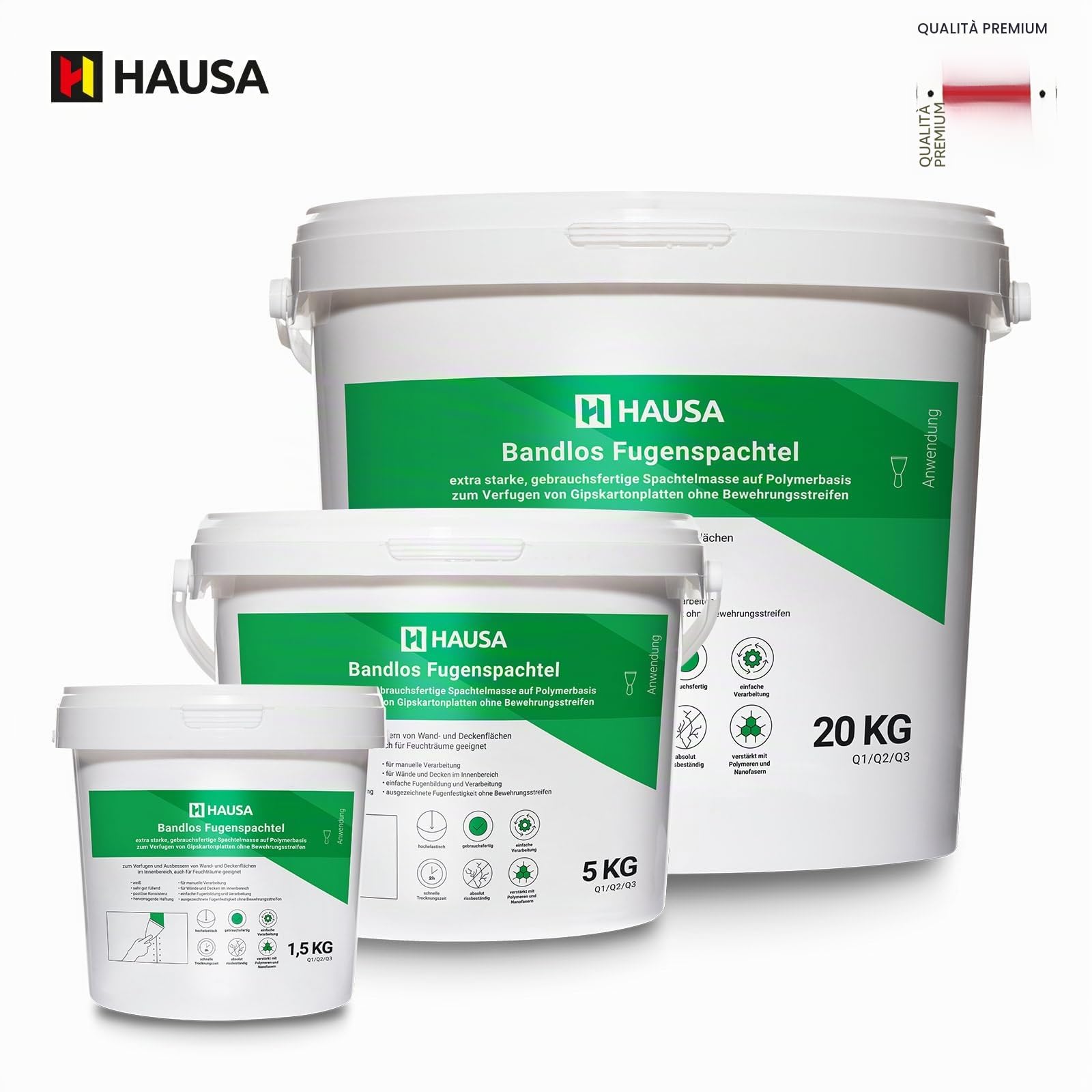 Stucco di riparazione extra forte, stucco pronto per fughe di cartongesso senza strisce di rinforzo per pareti, soffitti interni, riempitivo per crepe, cartongesso, stucco per fughe, bianco, 20 kg