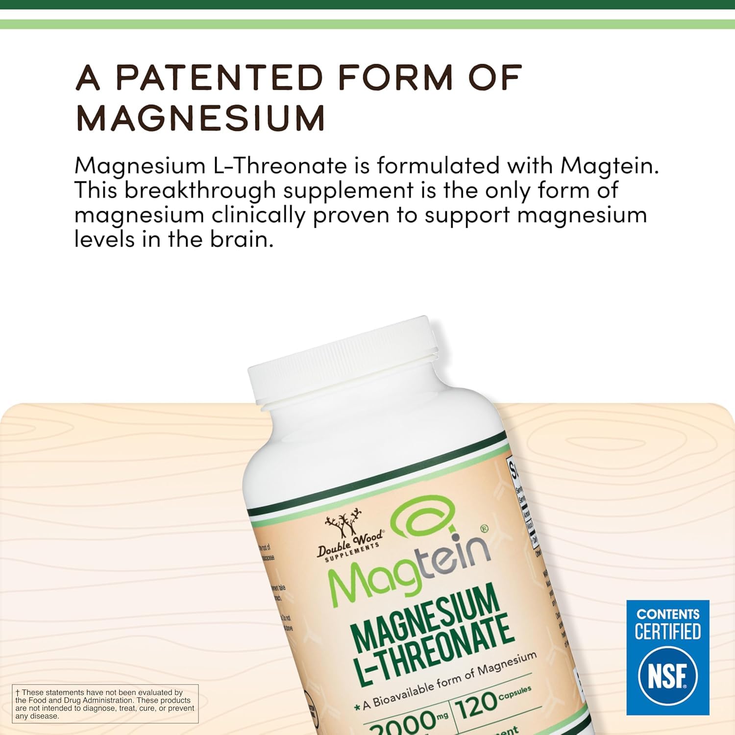 Magnesium L-Threonate, Magtein, Clinically Studied, 2000mg, 120 Capsules — Amazon image 3