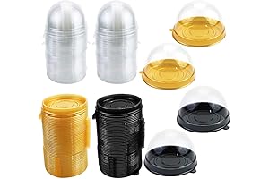 Chocoflan Containers Set Muffin Disposable with Dome for Weddings and Parties