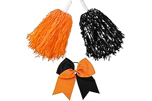Hanaive 3 Pcs Vinyl Metallic Foil Pom Poms with Cheerleader Hair Bow...