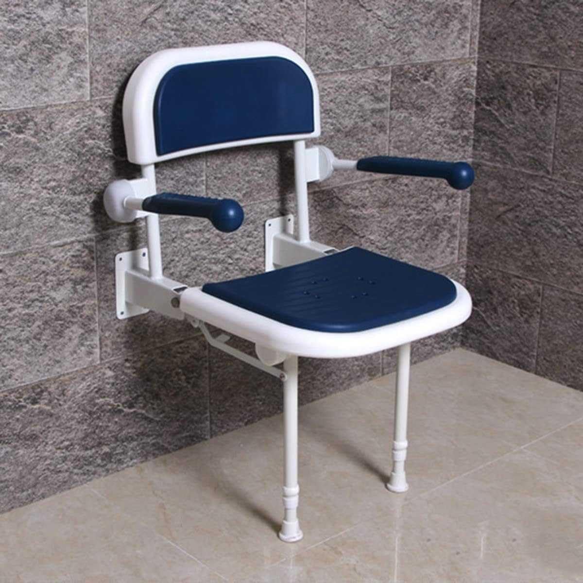 Höhenverstellbarer, An Der Wand Montierter Duschstuhl Für Senioren – Klappbare Armlehnen, Tragkraft 250 Kg