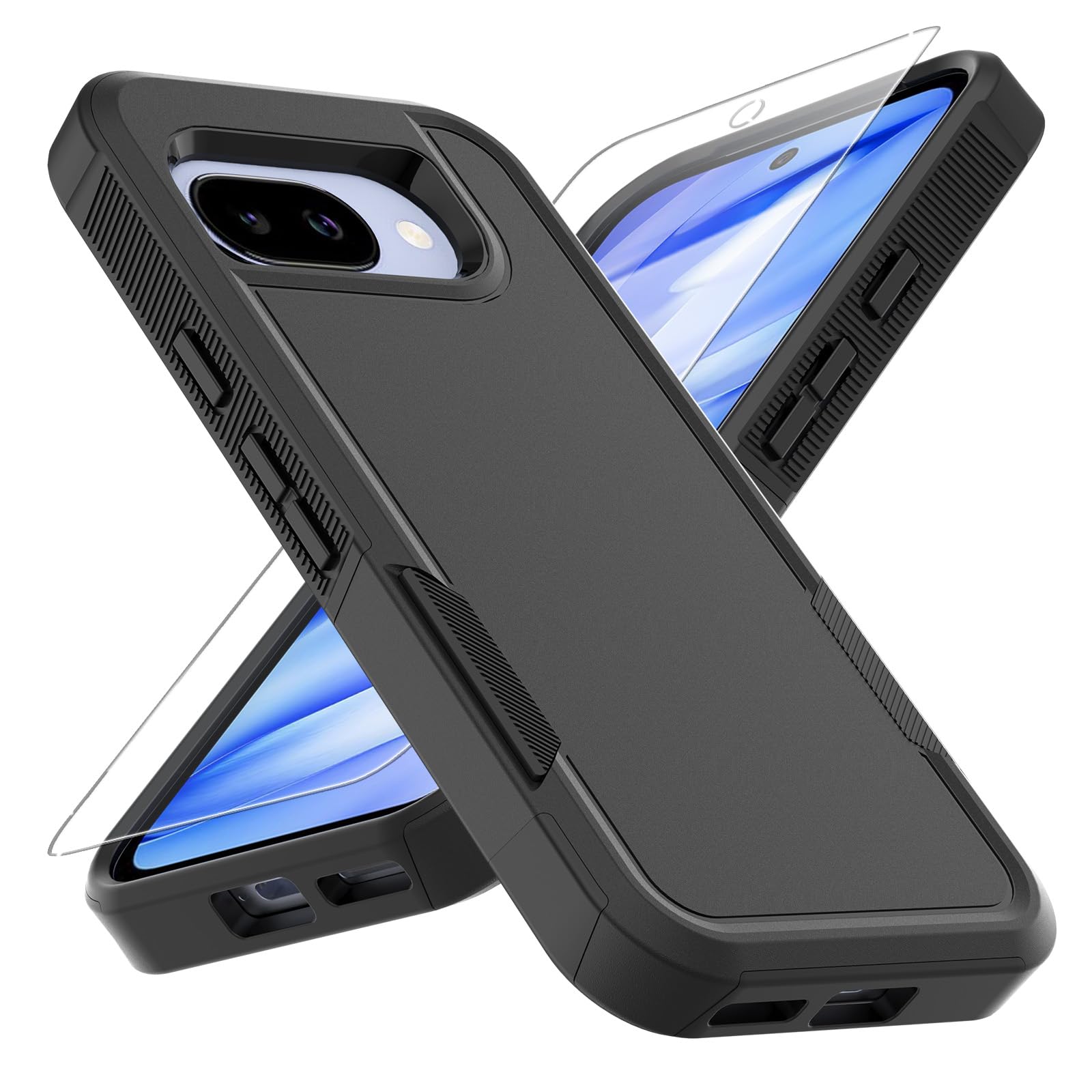 for Pixel 9A Case, [Military Grade Drop Tested] with HD Screen Protector, Dual Layer Protective Heavy Duty Cell Phone Cover Non-Slip Shockproof Rugged