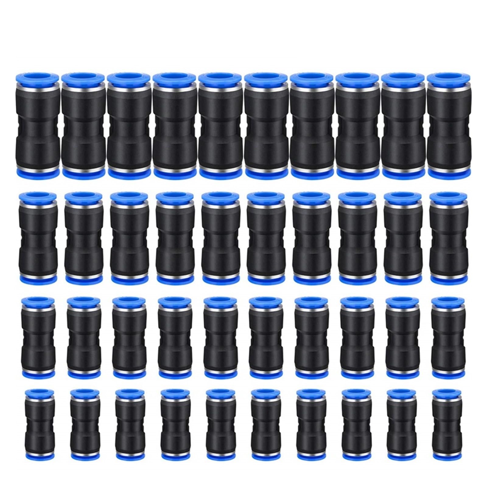 Empuje la conexión de la junta rápida neumática, Conector neumático de plástico de empuje recto for tubo de manguera de aire de PU de 6-12 mm, paquete de 30-70 piezas(70pcs)