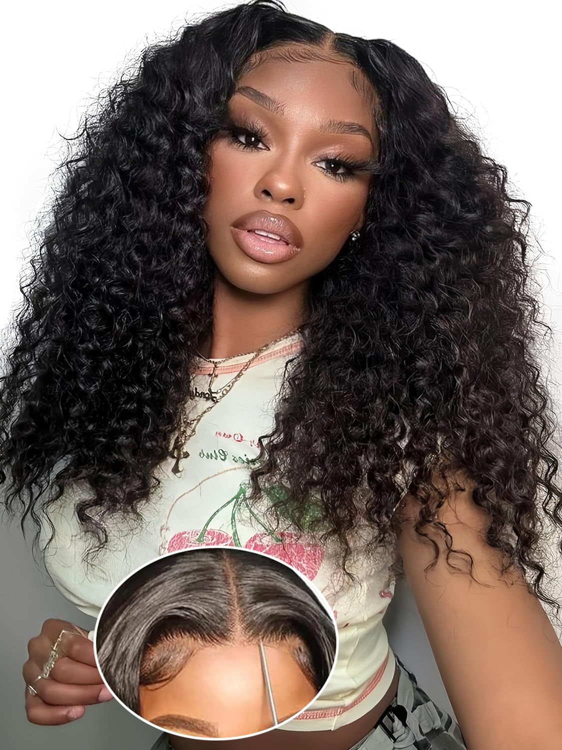 eool 7x6 Max Part HD Lace Glueless Wigs Human Hair Pre Plucked Pre Cut 250% Density Deep Wave Curly Ready To Wear Wigs Glueless Wet And Wavy Human