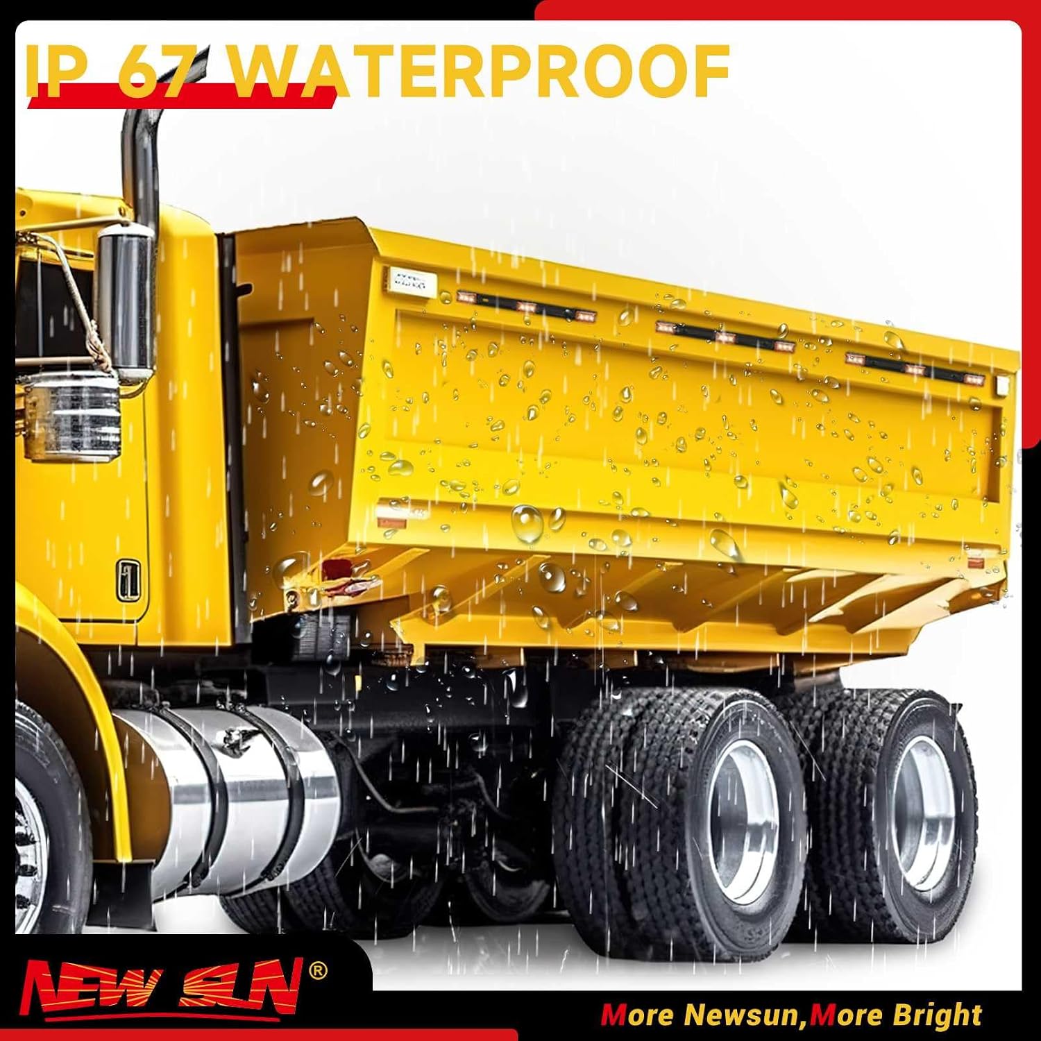 NEW SUN 15" 3 Lights 9 LED Identification Light Bar - 2 Pcs Amber Clearance Waterproof, Black Stainless Steel Braket, Surface Mount Sealed ID Indicator for Trucks Trailers Camper RVs