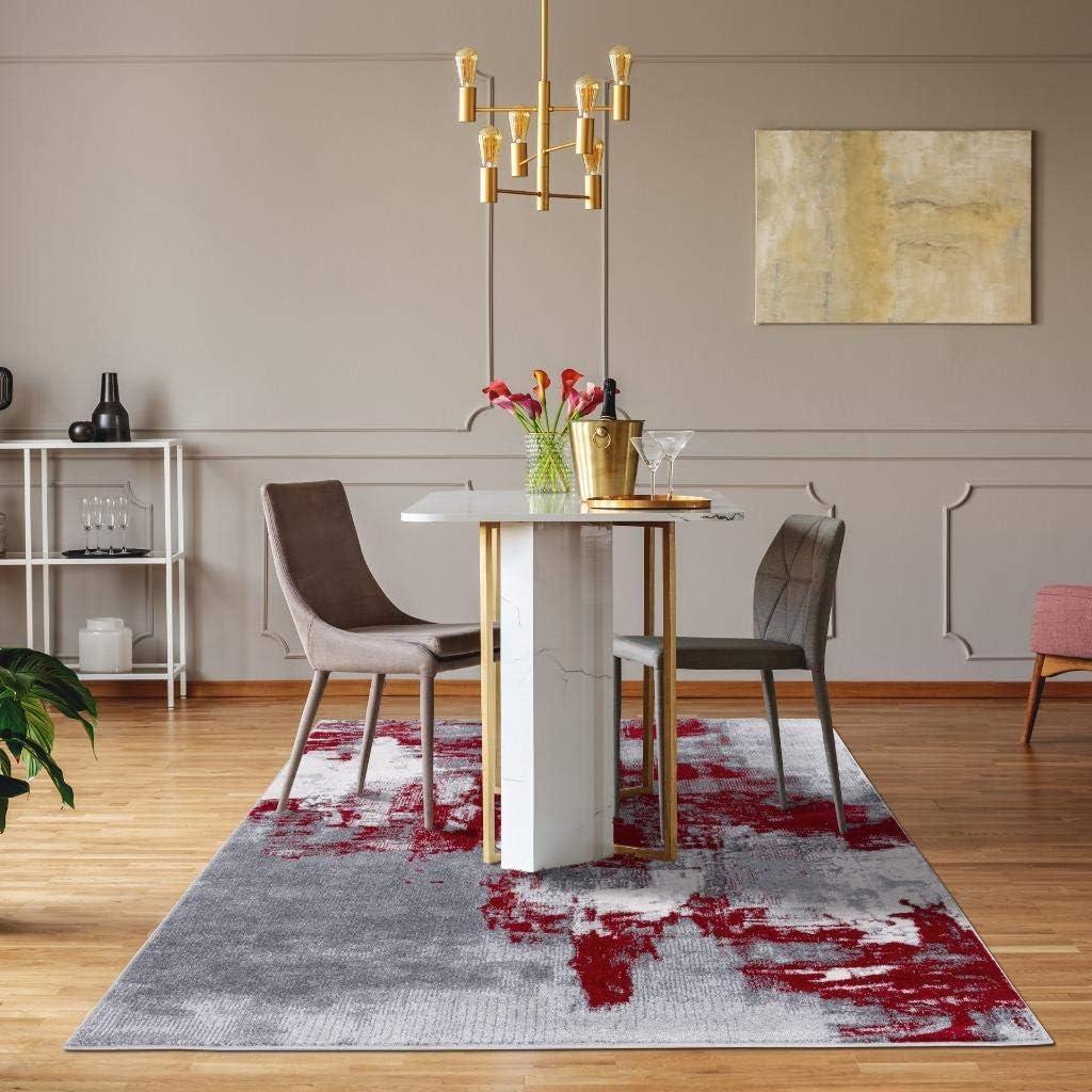 LUXE WEAVERS Nuvola Collection 8722 Red 4x5 Modern Abstract Area Rug