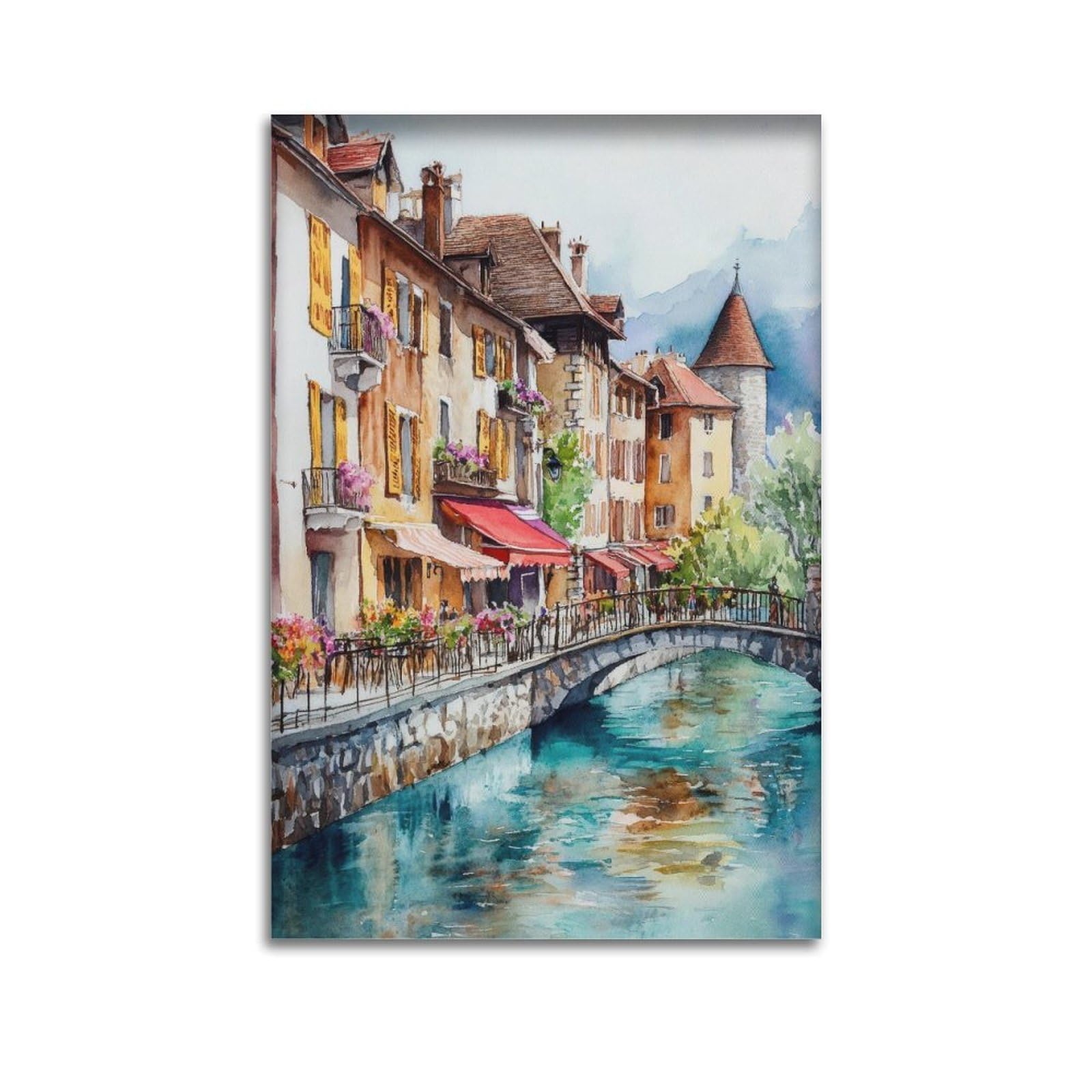 xiaoxiaoshen Annecy French Alps Scenic Lake Gift for France Canvas Poster Wall Art Prints Room Aesthetic Murals Bedroom And Living Decorations 20x30inch(50x75cm)