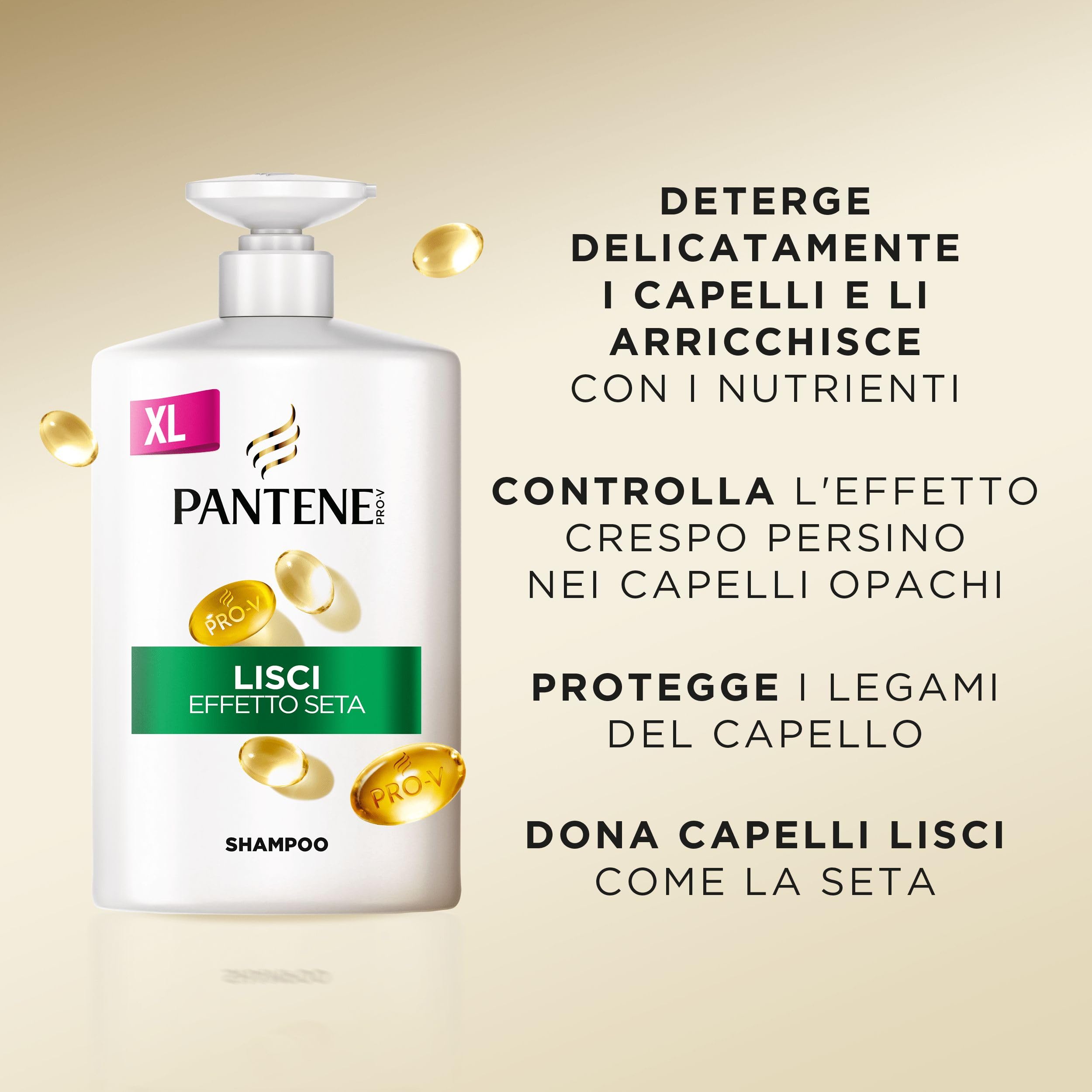 Pantene Pro-V Shampoo Lisci Effetto Seta per capelli Crespi e Opachi, con Pro-V e Active Nutri-Plex, 1000 ml