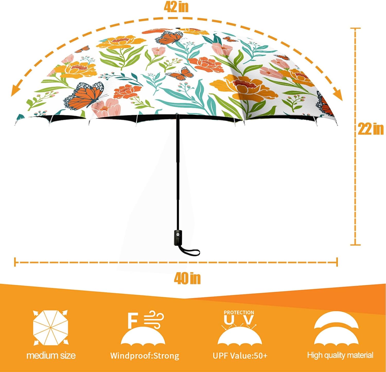 Small Compact Travel Automatic Folding Umbrella for Women, Portable Lightweight, Rain, Wind, UV Sun Shade