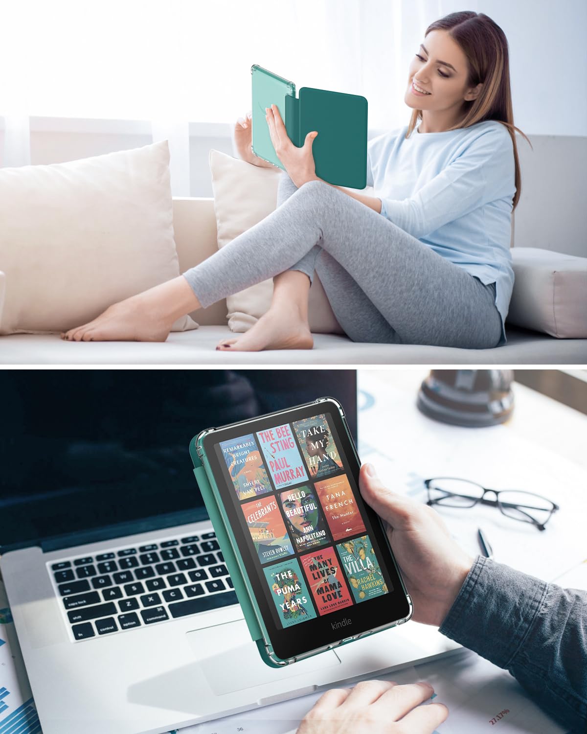 MoKo Case for All-new 7" Kindle Paperwhite 12th Gen 2024& Colorsoft 2024/2025, Ultra Clear Soft Flexible Transparent TPU Back Cover Light Shell with Auto Wake/Sleep, Not fit Kob & BOOX, Jade Green