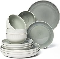 Vista 46 de Juego de vajilla de 32 piezas con cuencos dobles, juegos de platos y cuencos resistentes a las astillas y roturas, juegos de vajilla de cerámica