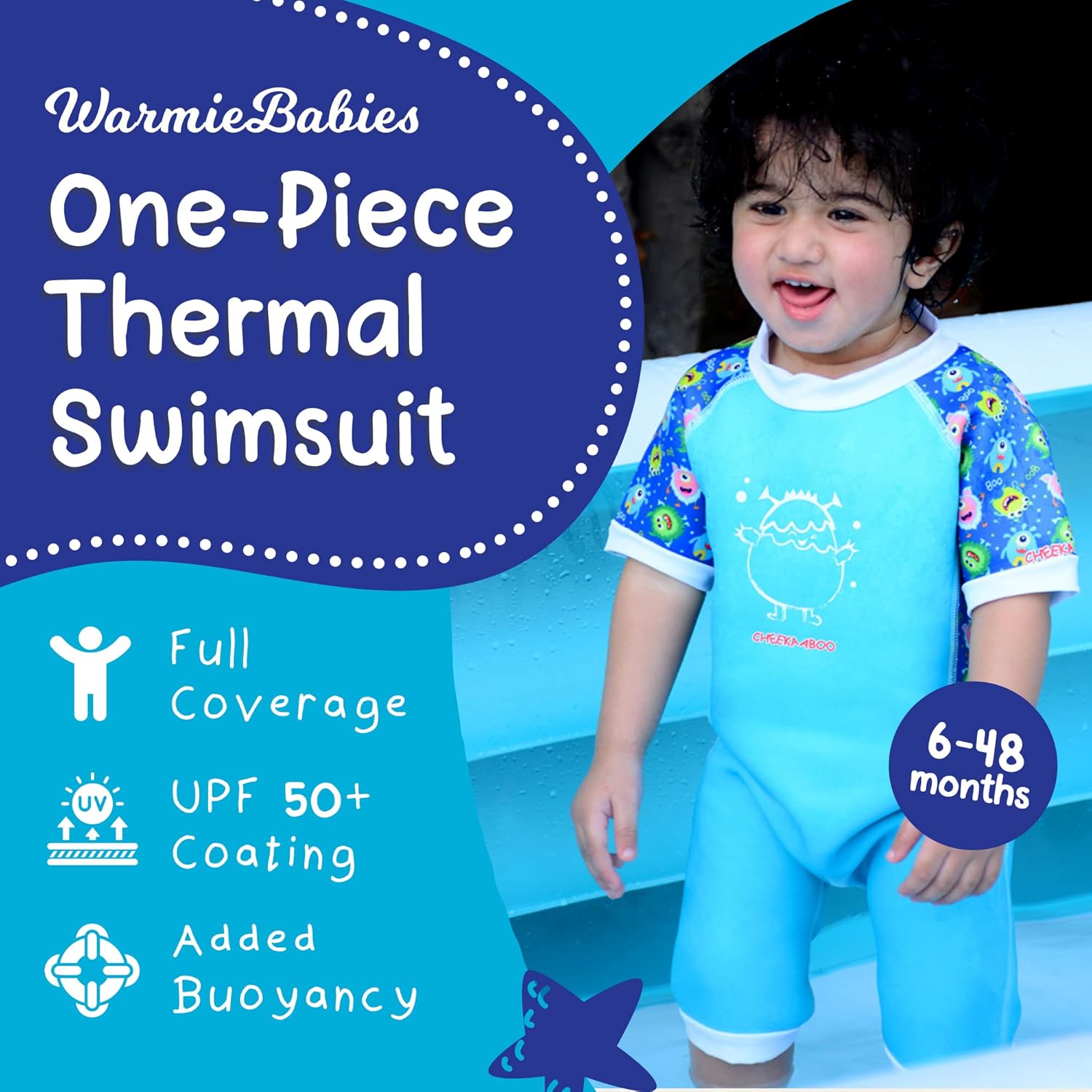 Cheekaaboo Warmiebabes Baby and Toddler Swimsuit, Thermal Baby Swimsuit Made with UPF50+ Neoprene, Snug-Fit Kids Swimsuits with Easy Closure, Comfy, Quick-Dry Wetsuit: Clothing, Shoes & Jewelry