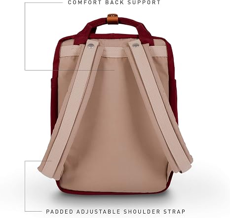Doughnut MACAROON Backpack Unisex 16 L with Laptop Compartment I Student Backpack Functional and Handmade I Perfect as a Travel Backpack or Lightweight City Backpack in Daypack, Hasselnut x Wine, Einheitsgröße