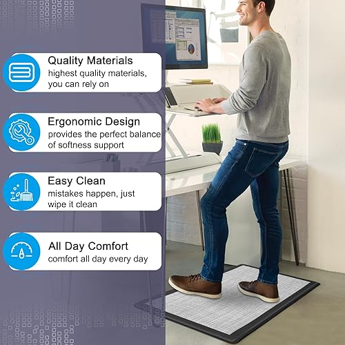 Miniatura 3 de Tapete de cocina antifatiga, alfombras y tapetes de cocina acolchados antideslizantes, impermeable, tapete ergonómico de espuma cómoda para suelo,