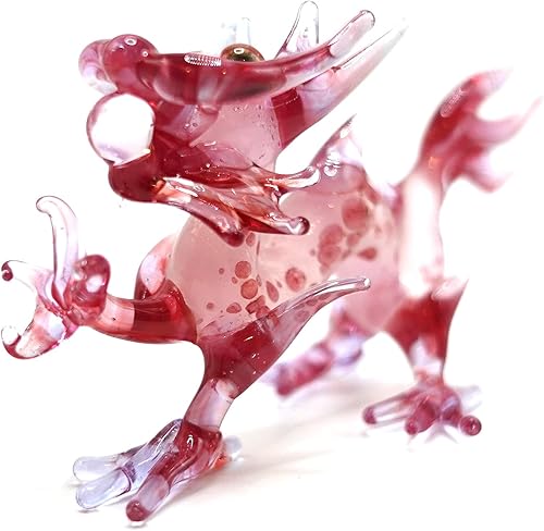 Miniatura 9 de Figuras artísticas de cristal soplado a mano en miniatura de dragón, animales de fantasía, regalo coleccionable, decoración del hogar, 3 pulgadas